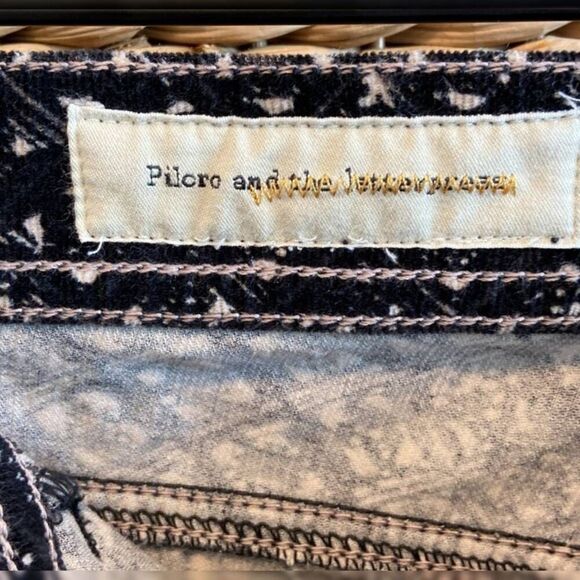 Anthropologie Pilcro Letterpress Serif Corduroy Skinny Pants Black Pattern 26 - Picture 9 of 10